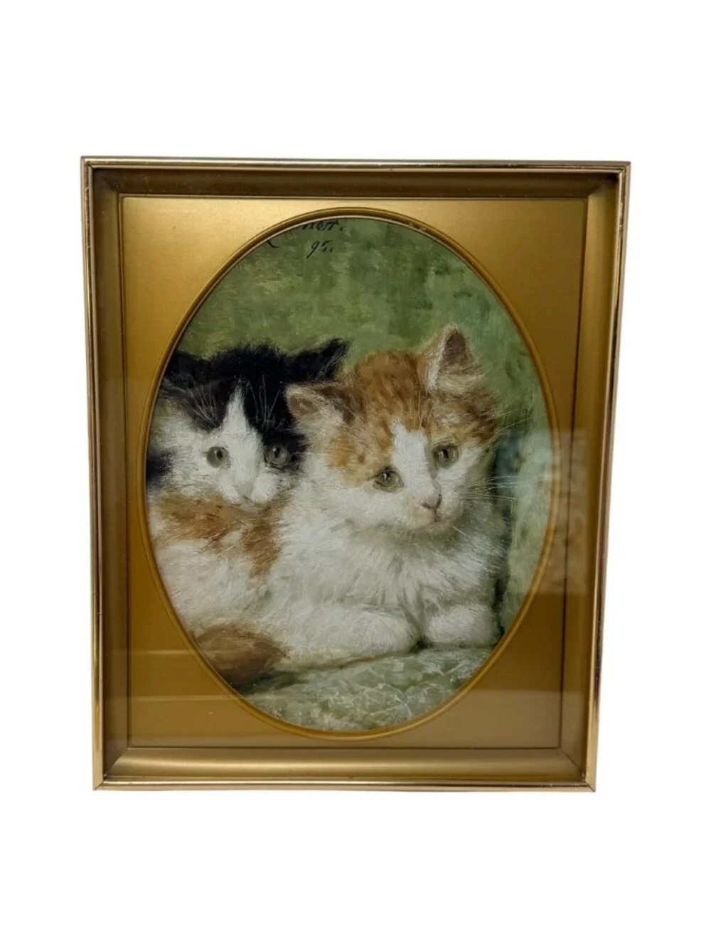 Vintage Brass Oval and Rectangular Inset Mat Photo Frames Set 3 Shadow Box Style